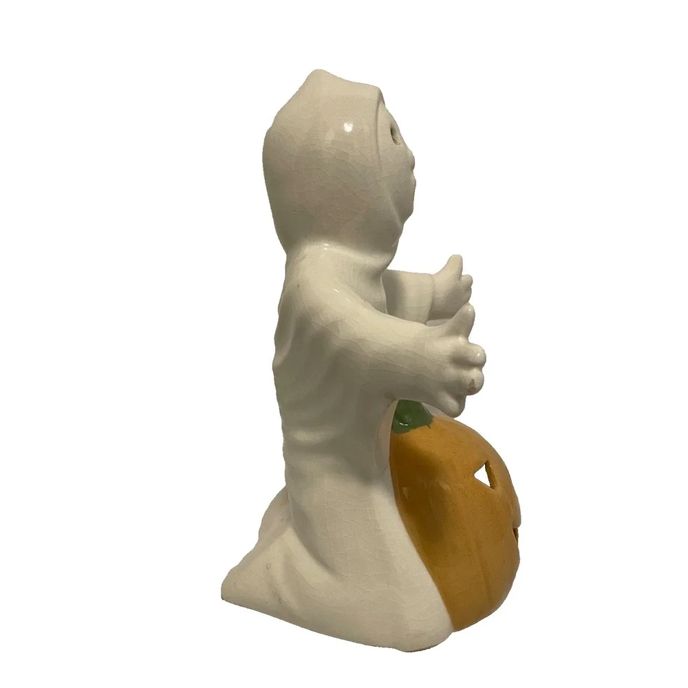 Vintage Ceramic Halloween Ghost & Jack-O'-Lantern‎ Wide Open Arms